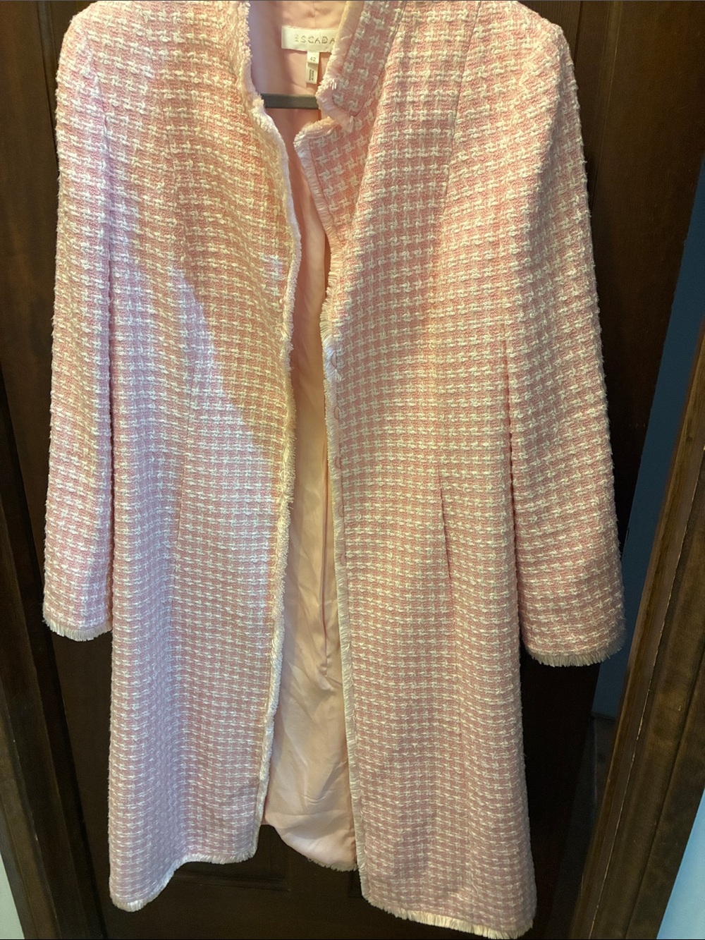 Escada Pink Tweed Coat STUNNING Size 42